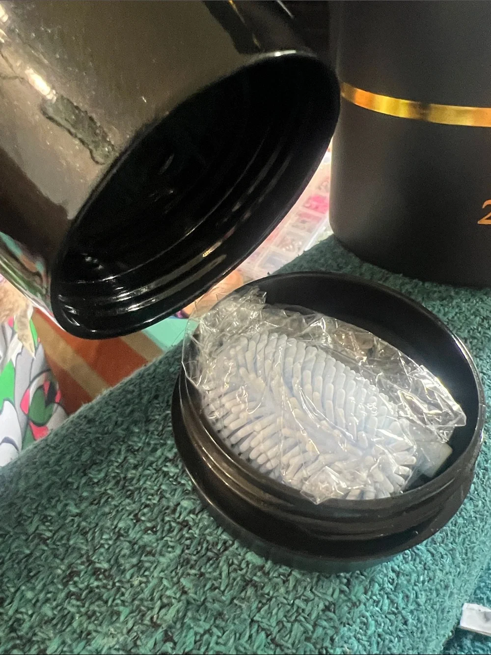 20oz Black Travel Tumbler - Insulated Stainless Steel - with stash spot!